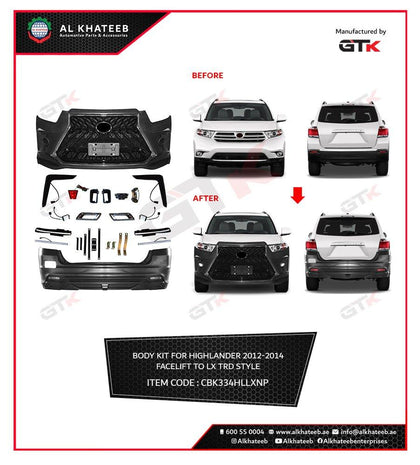 GTK Body Kit For Highlander 2011-2014 Facelift To LX Trd Style