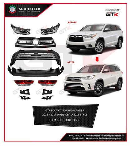 GTK Car Body Kit Fro Highlander 2015-2017 Upgrade To 2018 Style