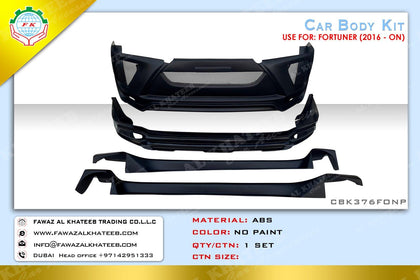 GTK Car Front And Rear Bumper Kit Fortuner 2016-2021, No Paint