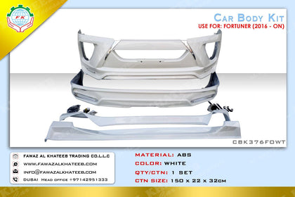 GTK Car Front And Rear Bumper Kit Fortuner 2016-2021, White Paint