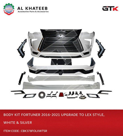 GTK Car Body Kit Fortuner 2016-2021 Upgrade To Lex Style, White & Silver