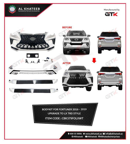 GTK Car Body Kit Fortuner 2016-2019 Upgrade To Lexus Trd Style, White