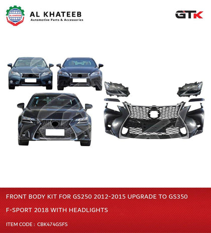 GTK Front Body Kit For Gs250 2012-2015 Upgrade To Gs350 F-Sport 2018 With Headlights