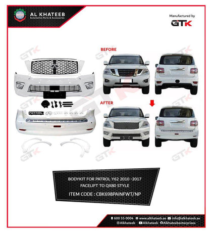 GTK Car Body Kit Patrol Y62 2010-2017 Facelift To Infiniti Qx80 Style, White