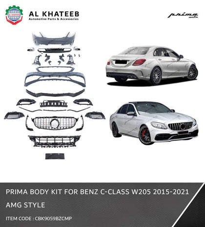 Prima Auto Car Full Body Kit C-Class W205 C63 2015-2021 Upgrade To Amg Style, Abs Unpainted