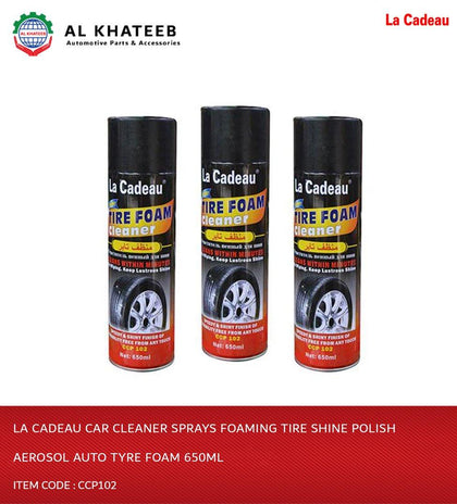 Al Khateeb La Cadeau Car Cleaner Sprays Foaming Tire Shine Polish Aerosol Auto Tyre Foam 650Ml