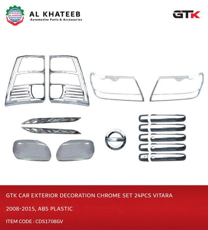 GTK Car Exterior Decoration Chrome Set 24Pcs Vitara 2008-2015, ABS Plastic