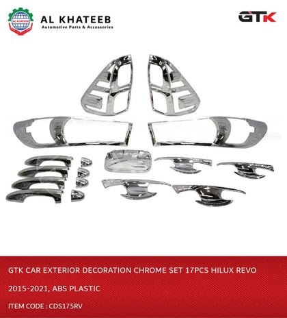 GTK Car Exterior Decoration Chrome Set 17Pcs Hilux Revo 2015-2021, Abs Plastic