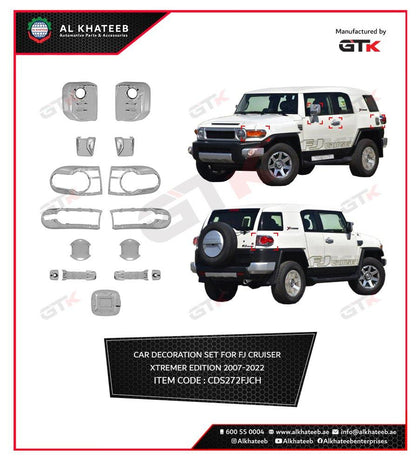GTK Car Exterior Decoration Chrome Accessories Set 15Pcs Extreme Edition FJ Cruiser 2007-2022, ABS Plastic
