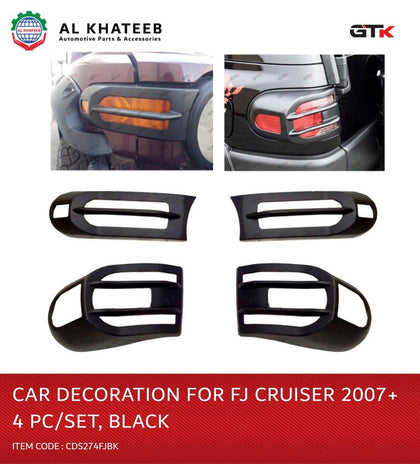 GTK Car Headlight And Tail Light Frame Surround Trim Cover FJ Cruiser 2007+, 4Pcs Black ABS Plastic