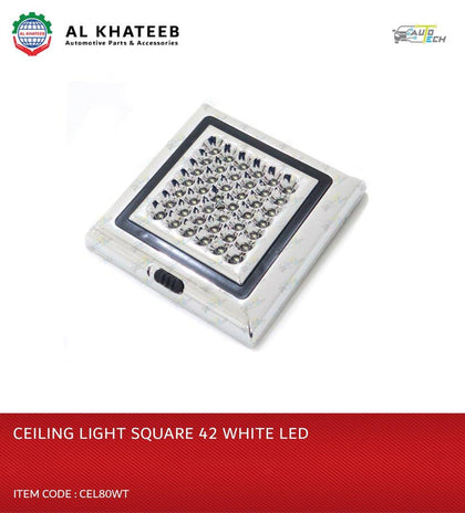 AutoTech Universal Car Bright White Roof Ceiling Interior Inner Dome Light Lamp Bulb, Square 42 White LED