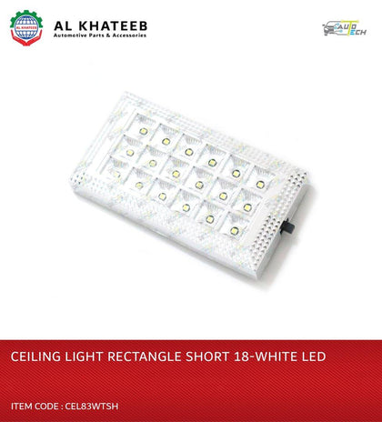 AutoTech Universal Car Bright White Roof Ceiling Interior Inner Dome Light Lamp Bulb, Rectangle 18 White LED