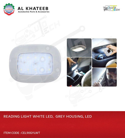 AutoTech Universal Car Bright White Reading Roof Ceiling Interior Inner Dome Light Lamp Bulb LED, Light Gray+White Housing