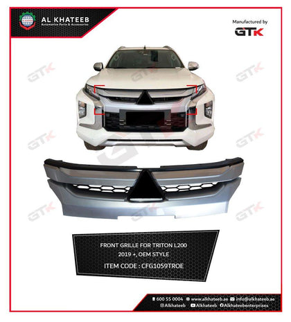 GTK Front Grille For Triton L200 2019+, OEM Style ABS