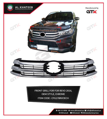 GTK OEM Style Front Grillefor Hilux Revo 2026, ABS Chrome