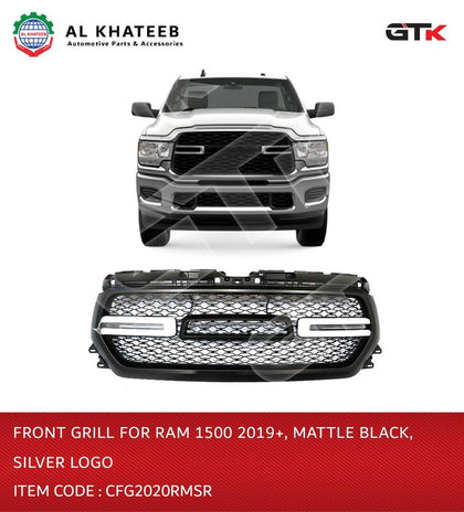 Front Grille for RAM 1500 2019+ Mattle Black Silver Logo