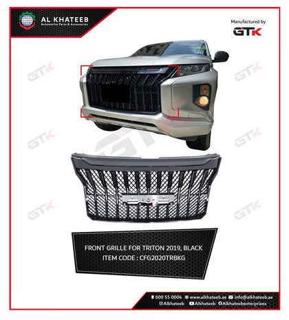 GTK Car Front Grille Triton L200 2019+, Abs Black