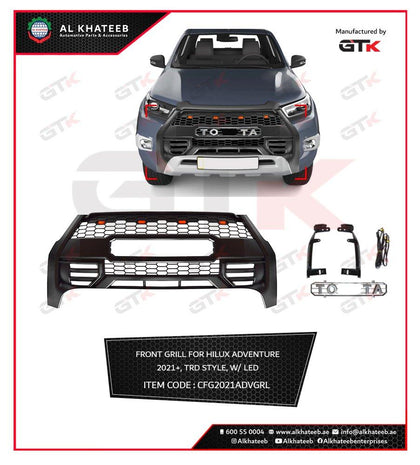 GTK Trd Style Front Grille With LED For Hilux Adventure 2021+