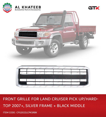 GTK Front Grille For Land Cruiser Pickup 2007+ Silver Frame And Black