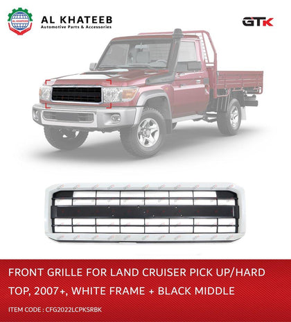 GTK Front Grille For Land Cruiser Pickup 2007+ White Frame And Black