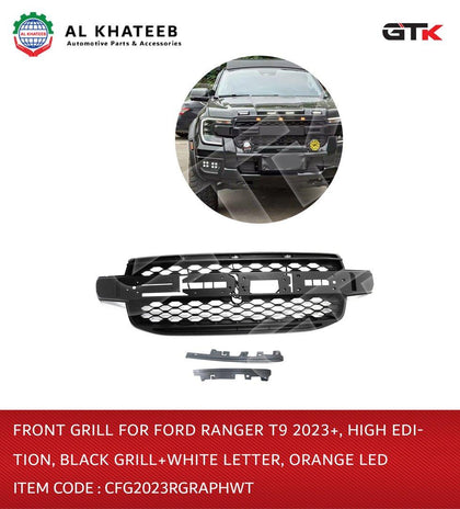 Front Grill for Ranger T9 2023+ High Edition Black Grill+White Letter with LED