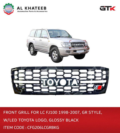 Front Grille for LC FJ100 1998-2007 GR Style with LED and Logo Glossy Black