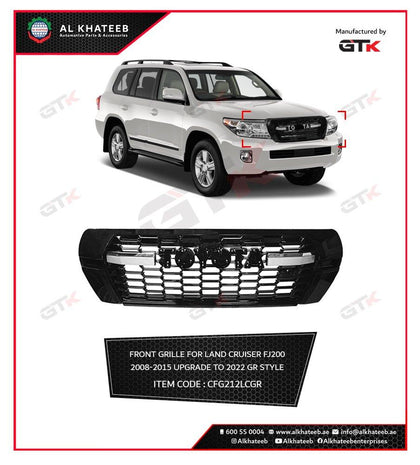 GTK Front Grille For Land Cruiser FJ200 2008-2015 Upgrade To 2020 Gr Style