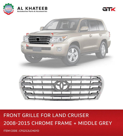 GTK Front Grille Land Cruiser FJ200 2008-2015, Chrome Frame, Gray in Middle
