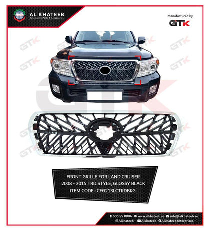 GTK TRD Style Front Grille For Land Cruiser 2008-2015, Glossy Black