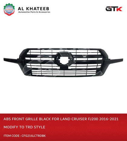 GTK ABS Front Grille Black For Land Cruiser FJ200 2016-2021 Modify To Trd Style