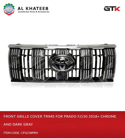 GTK Front Grille Cover Trims For Prado Fj150 2018+ Chrome And Dark Gray