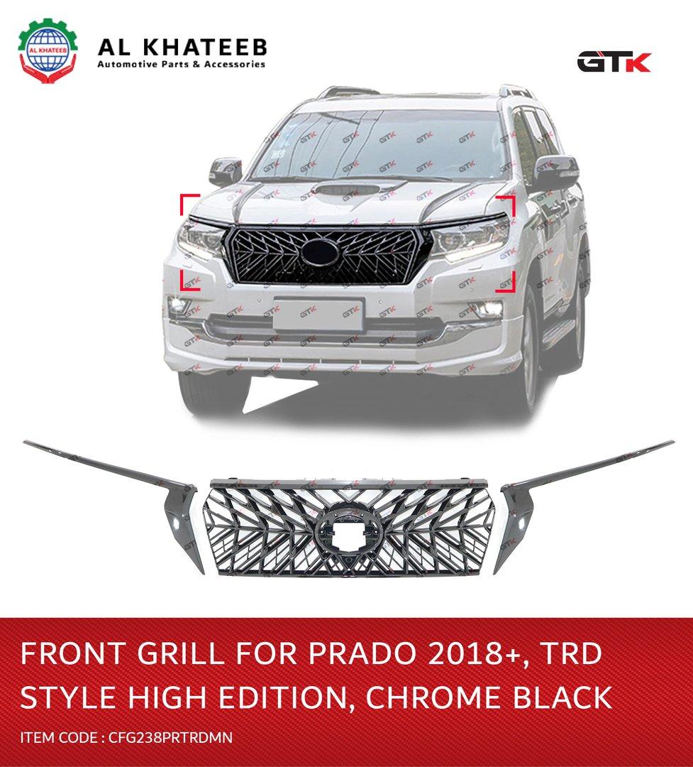 Trd Style High Edition Front Grille For Prado 2018, Black & Chrome