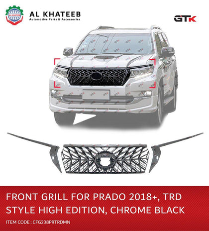 GTK Trd Style High Edition Front Grille For Prado 2018, Black & Chrome