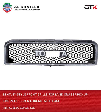 Bentley Style Front Grille For Land Cruiser Pickup FJ70 2012+ Black Chrome With Logo