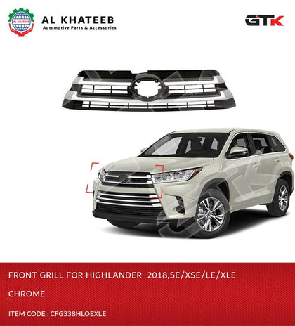 Car Front Grille ABS Chrome Highlander 2018, SE XSE LE XLE