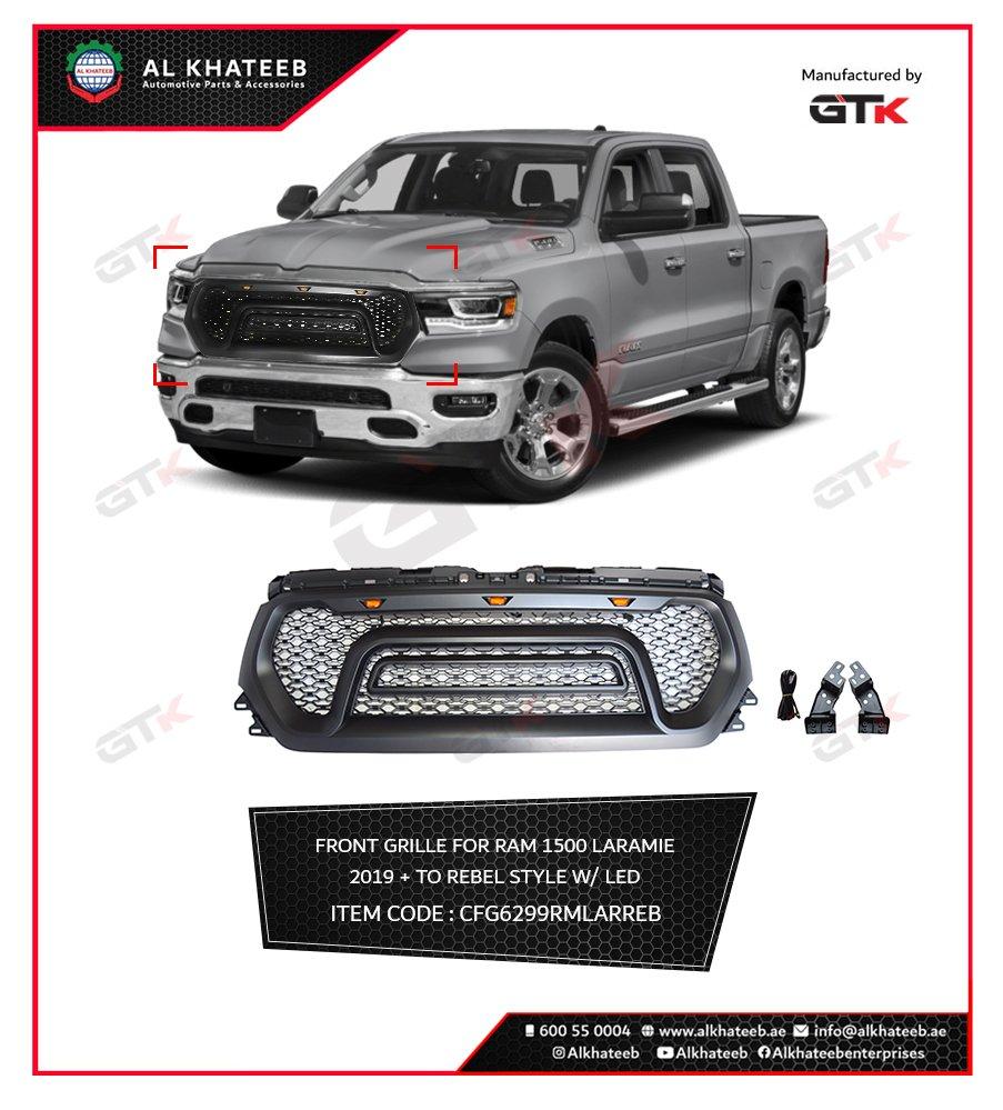 FRONT GRILL 4 DODGE RAM 1500 LARAMIE 2019+ TO REBEL STYLE,