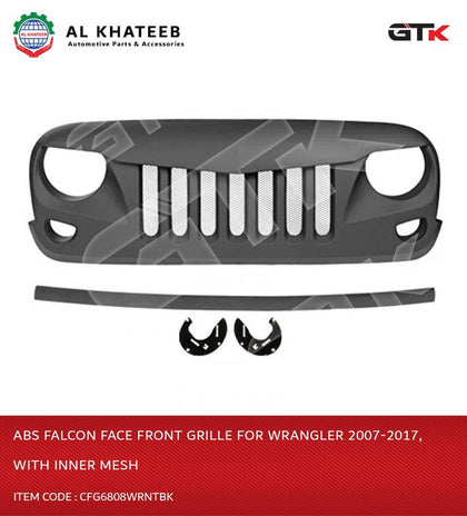 GTK ABS Falcon Face Front Grille For Wrangler 2007-2017, With Inner Mesh