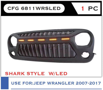 Prima Shark Style Front Grille With LED For Wrangler Jl 2007-2017