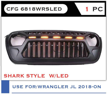 Prima Shark Style Front Grille With LED For Wrangler Jl 2018+