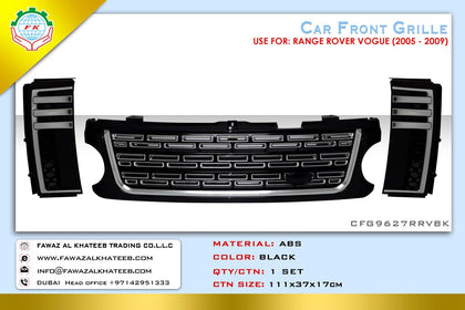 GTK Front Grille With Airflow For Range Rover Vogue 2005-2009, Black