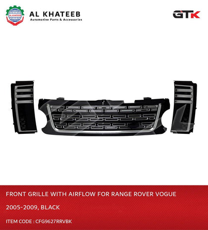 GTK Front Grille With Airflow For Range Rover Vogue 2005-2009, Black