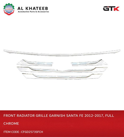 GTK Front Radiator Grille Garnish Santa Fe 2012-2017, Full Chrome