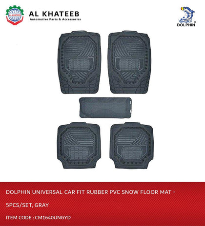 Dolphin Universal Car Fit Rubber PVC Snow Floor Mat - 5Pcs/Set, Gray