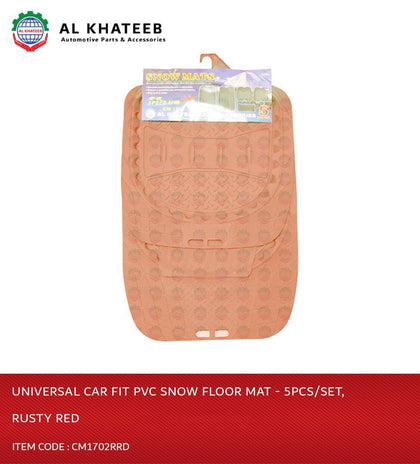 Al Khateeb Universal Car Fit PVC Snow Floor Mat - 5Pcs/Set, Rusty Red