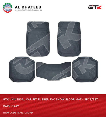 Universal Car Fit Rubber PVC Snow Floor Mat - 5Pcs/Set, Dark Gray