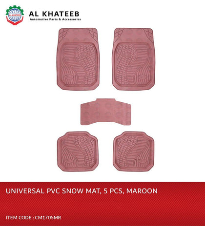 GTK Universal Car Fit Rubber PVC Snow Floor Mat - 5Pcs/Set, Maroon