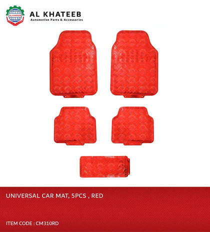 GTK Universal Car Fit Floor Mat Aluminum- 5PCS/Set Red