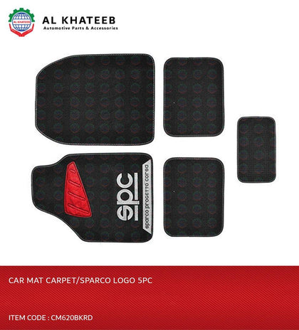 CAR MAT CARPET/SPARCO LOGO 5PC-CM620BKRD