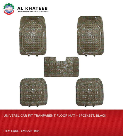 Al Khateeb Universl Car Fit Tranparent Floor Mat - 5Pcs/Set, Black