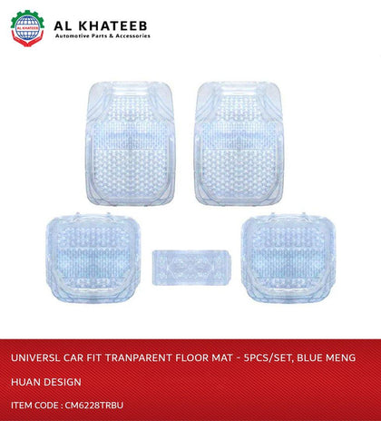 Universl Car Fit Tranparent Floor Mat - 5Pcs/Set, Blue Meng Huan Design